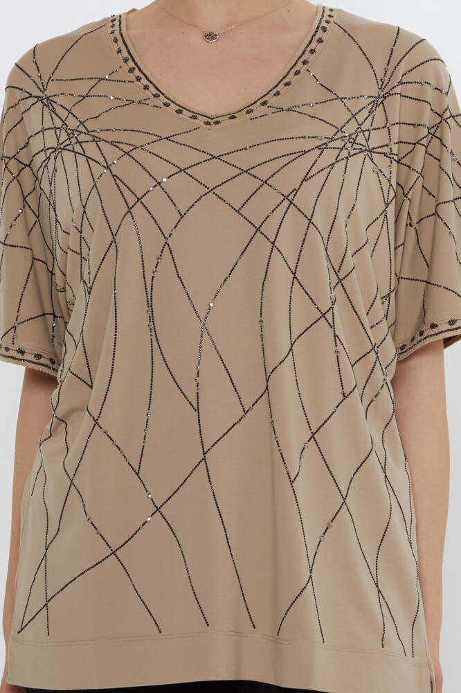 Chemisier Détail Paillettes Beige - 80001 | KAZEE (Lot de 3 L-XL-2XL) - 3