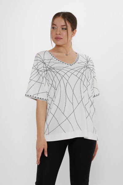 Chemisier Détail Paillettes Écru - 80001 | KAZEE (Lot de 3 L-XL-2XL) - 2