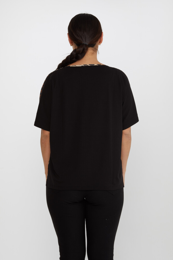 Chemisier à motifs léopard à manches courtes noir - 80106 | KAZEE (Lot de 3 S-M-L) - 5