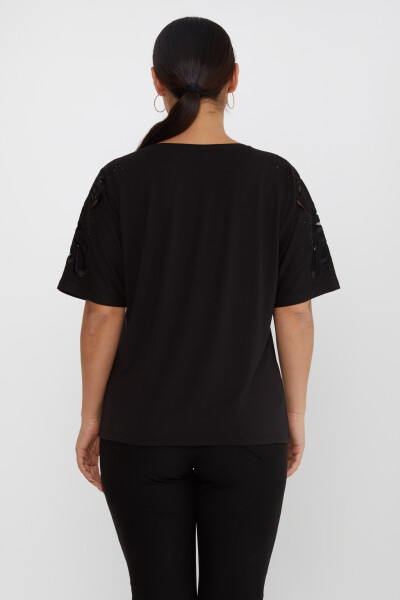 Chemisier Manches Brodées Pierre Brodée Noir - 79916 | KAZEE (Lot de 4 L-XL-2XL-3XL) - 5