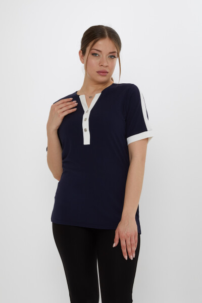 Chemisier Manches Courtes Bleu Marine - 80024 | KAZEE (Lot de 3 M-L-XL) - KAZEE (1)