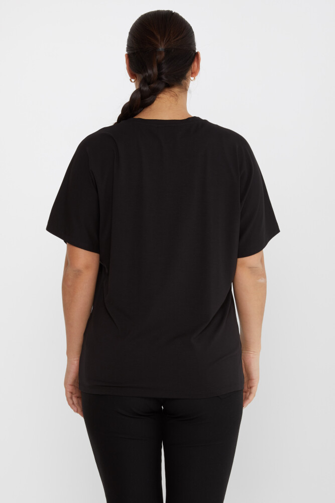 Chemisier Manches Courtes Brodé Pierre Noir - 79622 | KAZEE (Lot de 4 M-L-XL-2XL) - 5