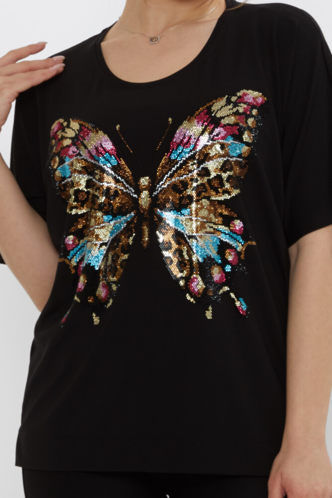 Chemisier Motif Papillon Noir - 80046 | KAZEE (Lot de 3 L-XL-2XL) - 3