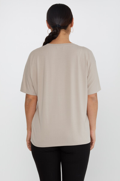 Chemisier brodé de pierres avec nœud en vison - 79892 | KAZEE (Lot de 4 L-XL-2XL-3XL) - 5