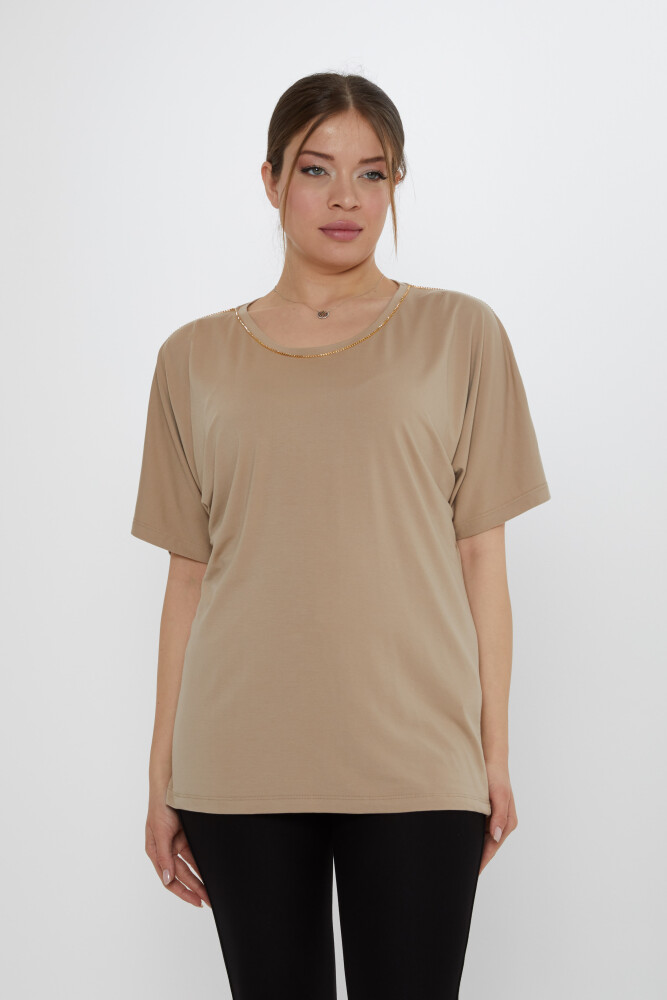 Chemisier Pierre Brodé Beige - 80031 | KAZEE (Lot de 3 M-L-XL) - 2