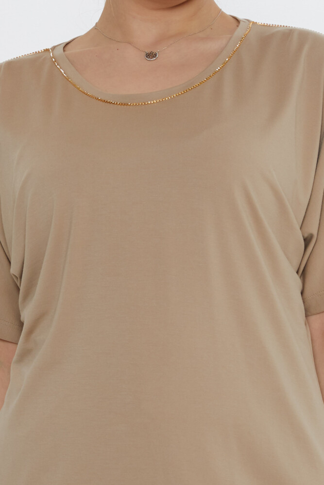 Chemisier Pierre Brodé Beige - 80031 | KAZEE (Lot de 3 M-L-XL) - 4