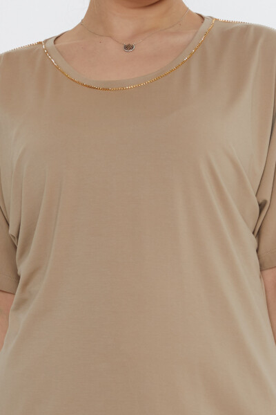 Chemisier Pierre Brodé Beige - 80031 | KAZEE (Lot de 3 M-L-XL) - 4