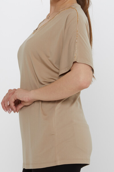 Chemisier Pierre Brodé Beige - 80031 | KAZEE (Lot de 3 M-L-XL) - 5