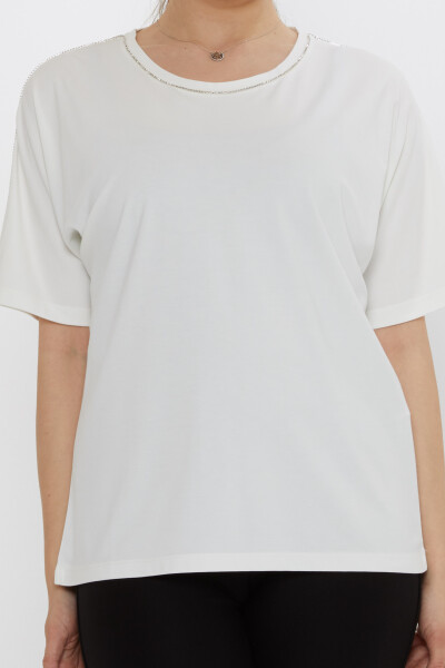 Chemisier Pierre Brodé Écru - 80031 | KAZEE (Lot de 3 M-L-XL) - 3