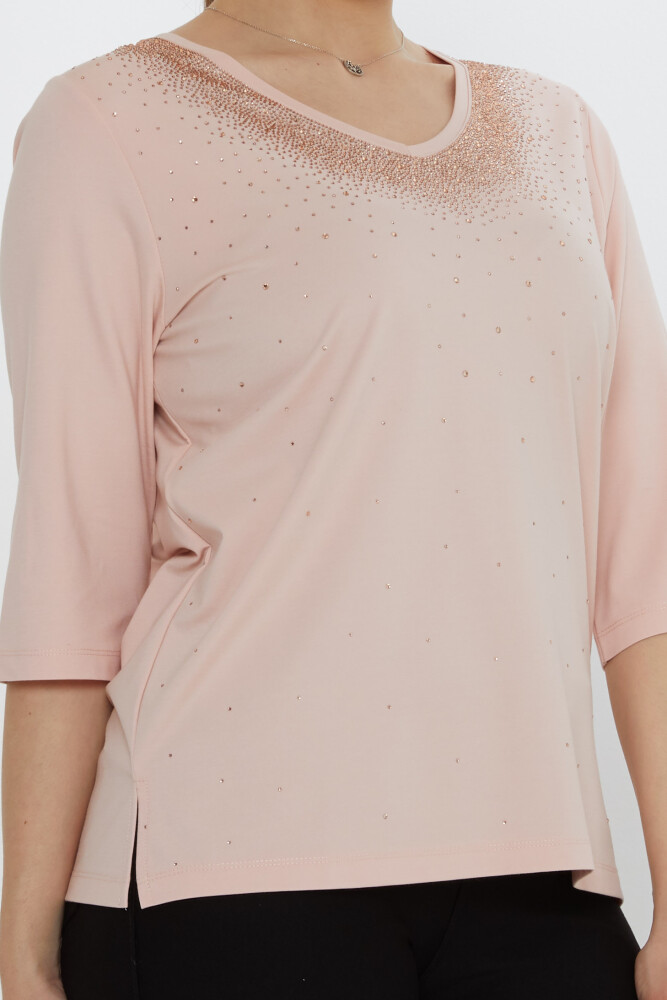 Chemisier Pierre Brodée Poudre - 80034 | KAZEE (Lot de 3 M-L-XL) - 5