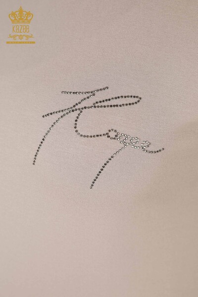 Camicetta Beige da donna all'ingrosso con ricamo in pietra - 78918 / KAZEE - 3