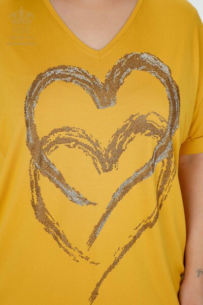 Camicetta da donna all'ingrosso con motivo a cuore Saffron - 77711 / KAZEE - 3