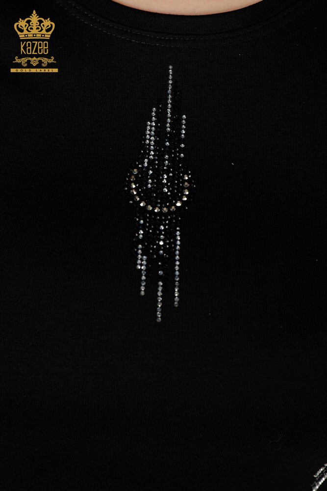 Camicetta da donna all'ingrosso modellato nera - 79043 / KAZEE - 4