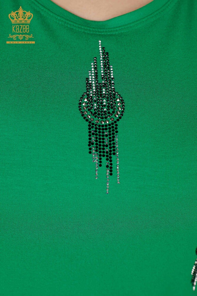 Camicetta da donna all'ingrosso modellato verde - 79043 / KAZEE - 4