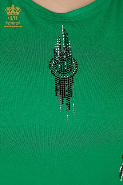 Camicetta da donna all'ingrosso modellato verde - 79043 / KAZEE - 4