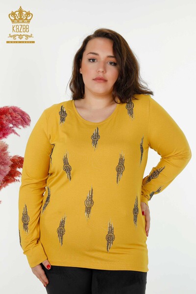 Camicetta da donna all'ingrosso Modellato Zafferano - 79043 / KAZEE - 1