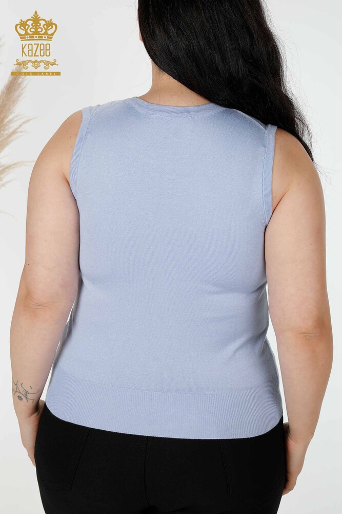 Maglieria senza maniche da donna all'ingrosso con motivo ad ala d'angelo blu-16921 / KAZEE - 5