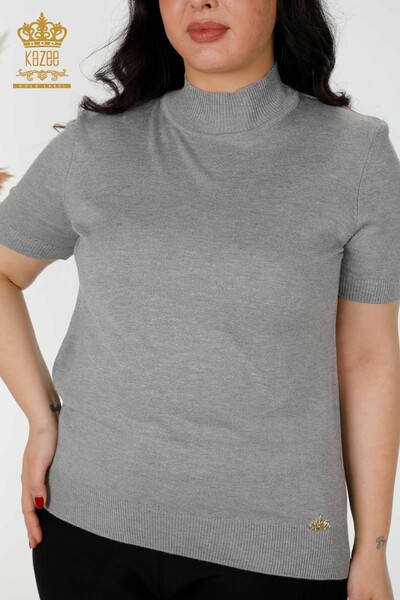 Maglione di maglieria delle donne all'ingrosso modello americano Grigio-14541 / KAZEE - Thumbnail