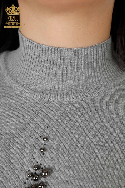 Maglione di maglieria delle donne all'ingrosso modello americano Grigio-16929 / KAZEE - Thumbnail