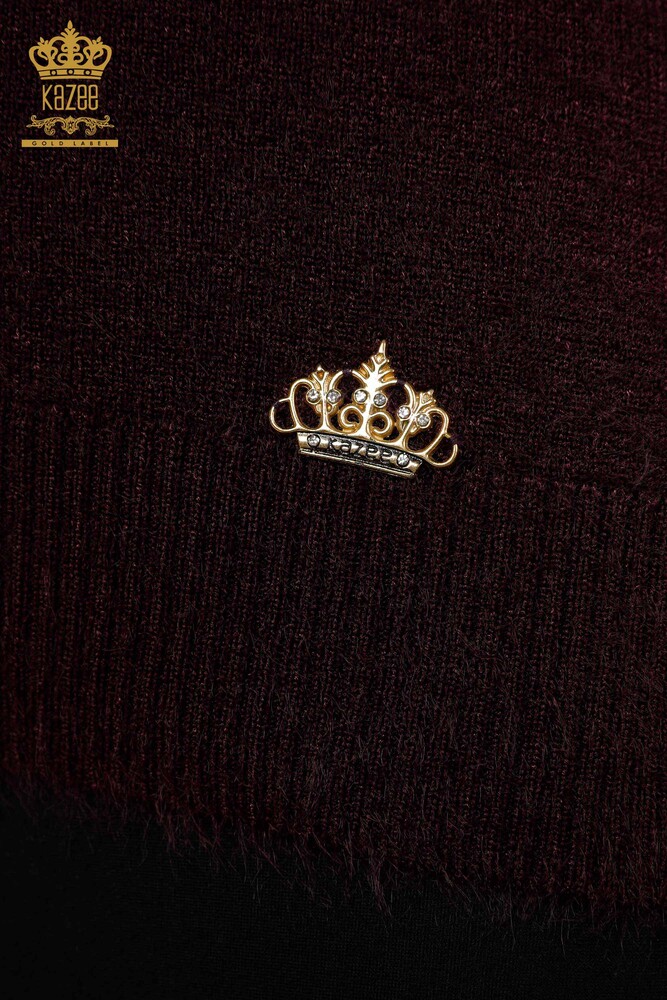 Maglione di maglieria delle donne all'ingrosso Angora dolcevita viola con Logo-12046 / KAZEE - 4