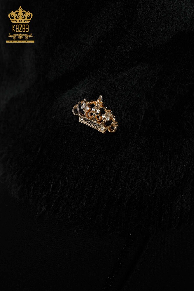 Maglione maglieria donna all'ingrosso Angora fantasia nero-18992 / KAZEE - 4