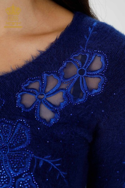 Maglieria maglione Angora Tulle dettagliate Saks -18918 delle donne all'ingrosso / KAZEE - Thumbnail