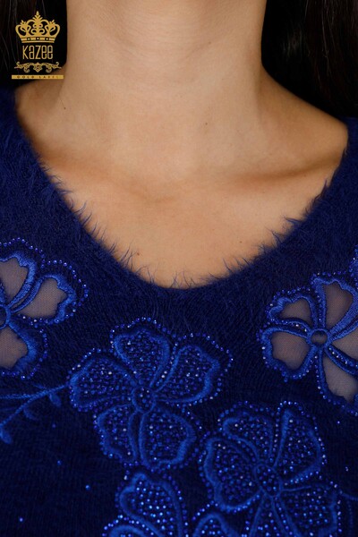 Maglieria maglione Angora Tulle dettagliate Saks -18918 delle donne all'ingrosso / KAZEE - Thumbnail
