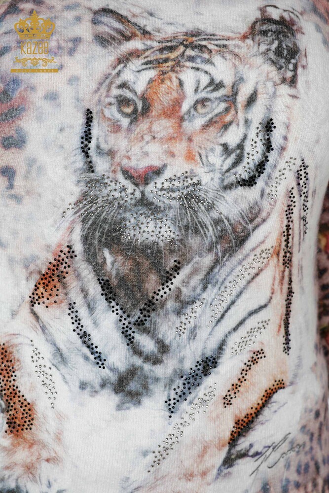 Maglione maglieria donna all'ingrosso Angora Tigre fantasia visone-18989 | KAZEE - 3