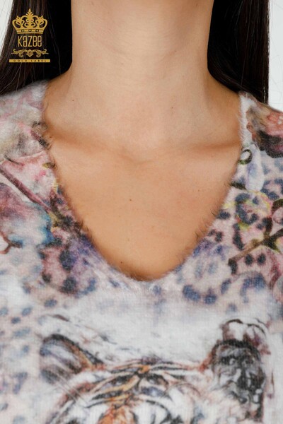 Maglione maglieria donna all'ingrosso Angora Tigre fantasia visone-18989 | KAZEE - 4