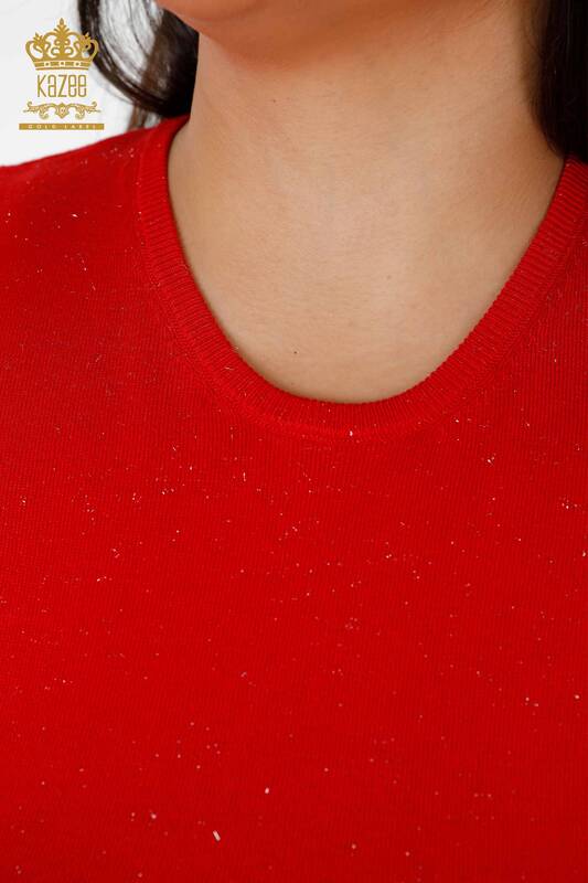 Maglione di maglieria donna all'ingrosso Basic Rosso -15317 / KAZEE