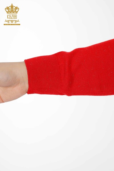 Maglione di maglieria donna all'ingrosso Basic Rosso -15317 / KAZEE - Thumbnail