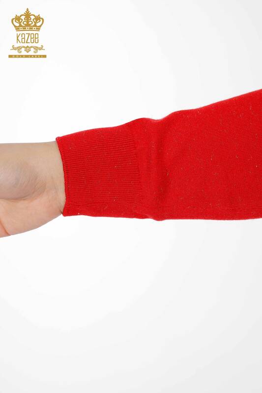 Maglione di maglieria donna all'ingrosso Basic Rosso -15317 / KAZEE