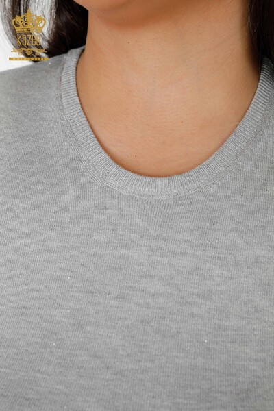 Maglione di maglieria delle donne all'ingrosso grigio base-15317 / KAZEE - Thumbnail