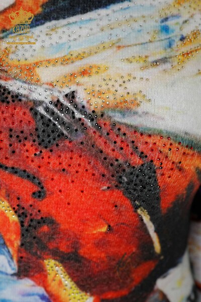 Maglione a maglia da donna all'ingrosso con motivo Angora - 18960 / KAZEE - Thumbnail