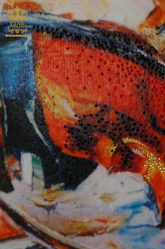 Maglione a maglia da donna all'ingrosso con motivo Angora - 18960 / KAZEE