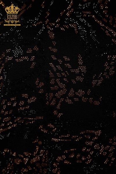 Maglione a maglia da donna all'ingrosso con ricamo in pietra di cristallo nero-30008 / KAZEE - 3