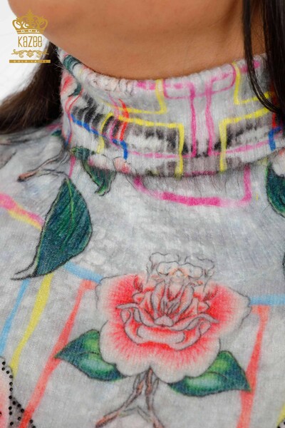 Maglieria da donna all'ingrosso Modello a collo alto maglione - 18636 | KAZEE - Thumbnail