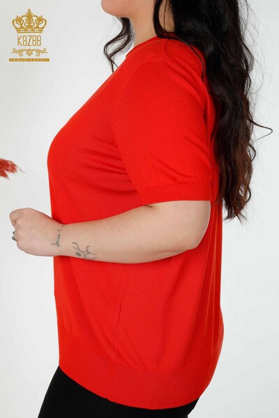 Maglione a maglia da donna all'ingrosso con motivo floreale ricamato in pietra Coral-16907 / KAZEE - 5