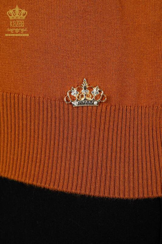Maglione di maglieria delle donne all'ingrosso Stand-up collare Basic-Tan Color-16663 / KAZEE