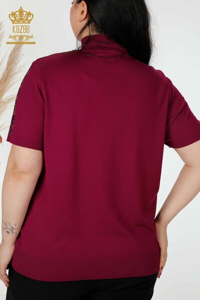 Maglione di maglieria delle donne all'ingrosso con il modello della tigre Magenta-16999 / KAZEE - 7