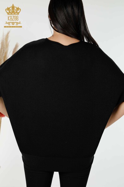 Maglione di maglieria delle donne all'ingrosso Tulle dettagliato nero - 16826 | KAZEE - 8