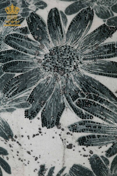 Maglione Angora pietra di cristallo delle donne all'ingrosso ricamato Beige - 16006 / KAZEE - Thumbnail