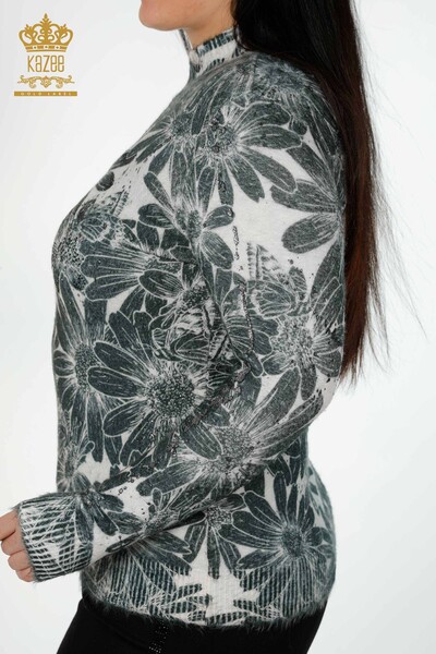 Maglione Angora pietra di cristallo delle donne all'ingrosso ricamato Beige - 16006 / KAZEE - 6