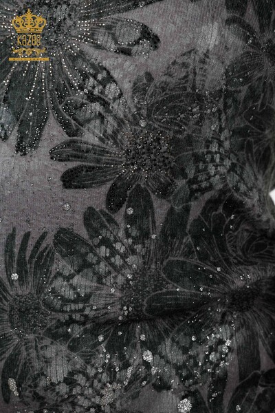 Maglione Angora pietra di cristallo delle donne all'ingrosso ricamato visone-16006 | KAZEE - 4