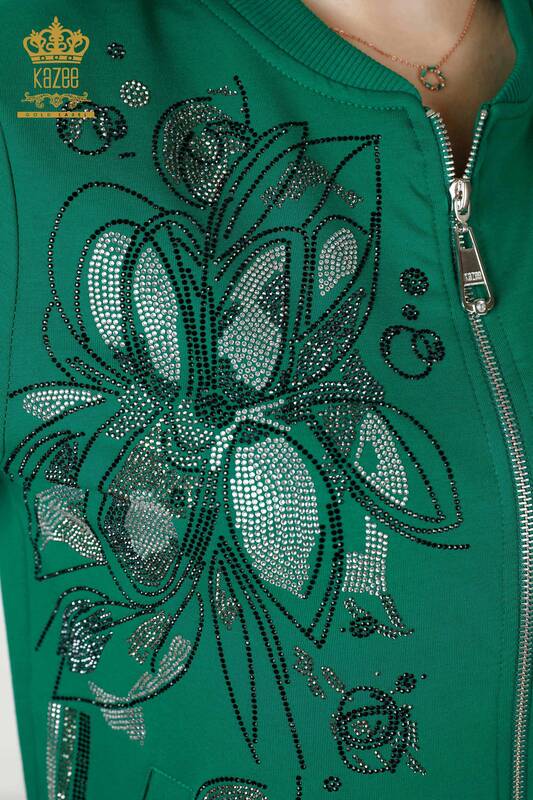 Tuta da donna all'ingrosso Verde con tasche con cerniera-17494 / KAZEE