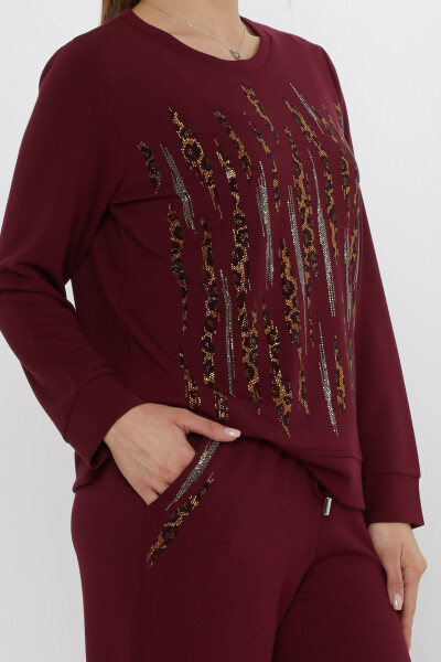 Conjunto de chándal con detalle de bolsillo en color rojo burdeos - 17886 | KAZEE (Juego de 3 M-L-XL) - 5