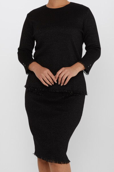 Costum dublu cu ciucuri detaliat cu nasturi Negru - 30868 | KAZEE (Set de 4 M-L-XL-2XL) - KAZEE (1)