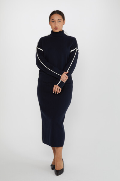 Costum dublu cu guler albastru bleumarin - 31303 | KAZEE (Set de 3 S-M-L) - KAZEE