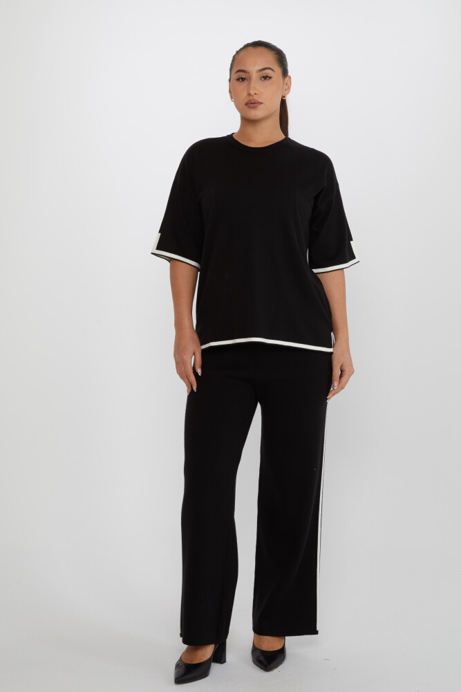 Set din două piese cu mânecă scurtă cu fante negru - 31232 | KAZEE (Set de 2 M-L) - 1