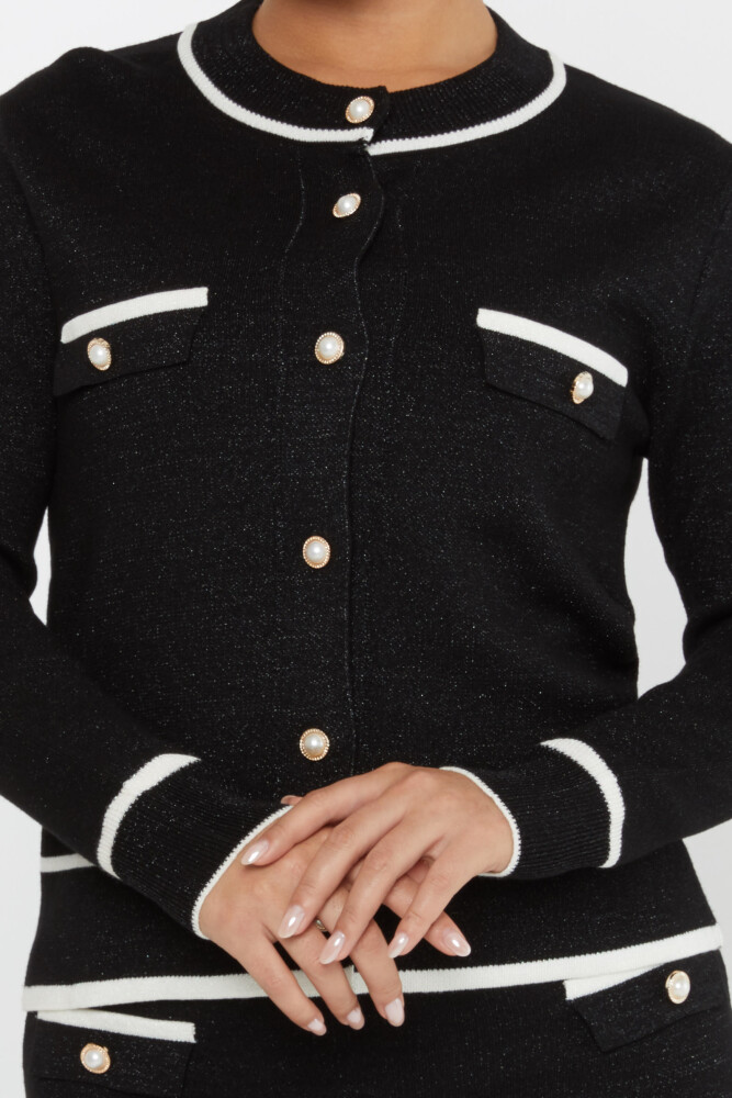 Costume deux pièces avec boutons nacrés et manches longues Noir - 30813 | KAZEE (Lot de 4 M-L-XL-2XL) - 4